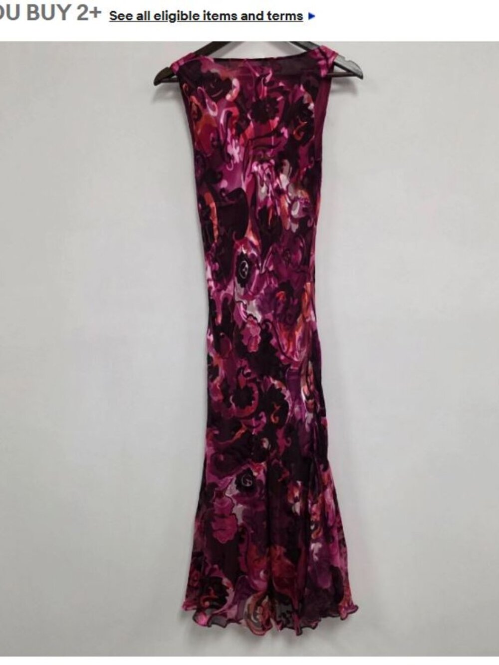 Vintage Y2K Silk Maxi Dress Fairy Size 10 Floral Whimsical Cowl Neck 90s Ruffle - Picture 3 of 10